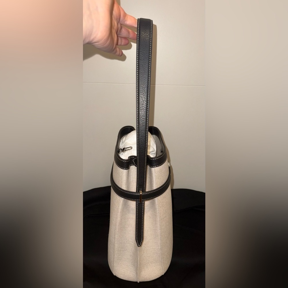 Toteme Belted Backed Bag, Canvas Black Leather - Picture 13 of 17